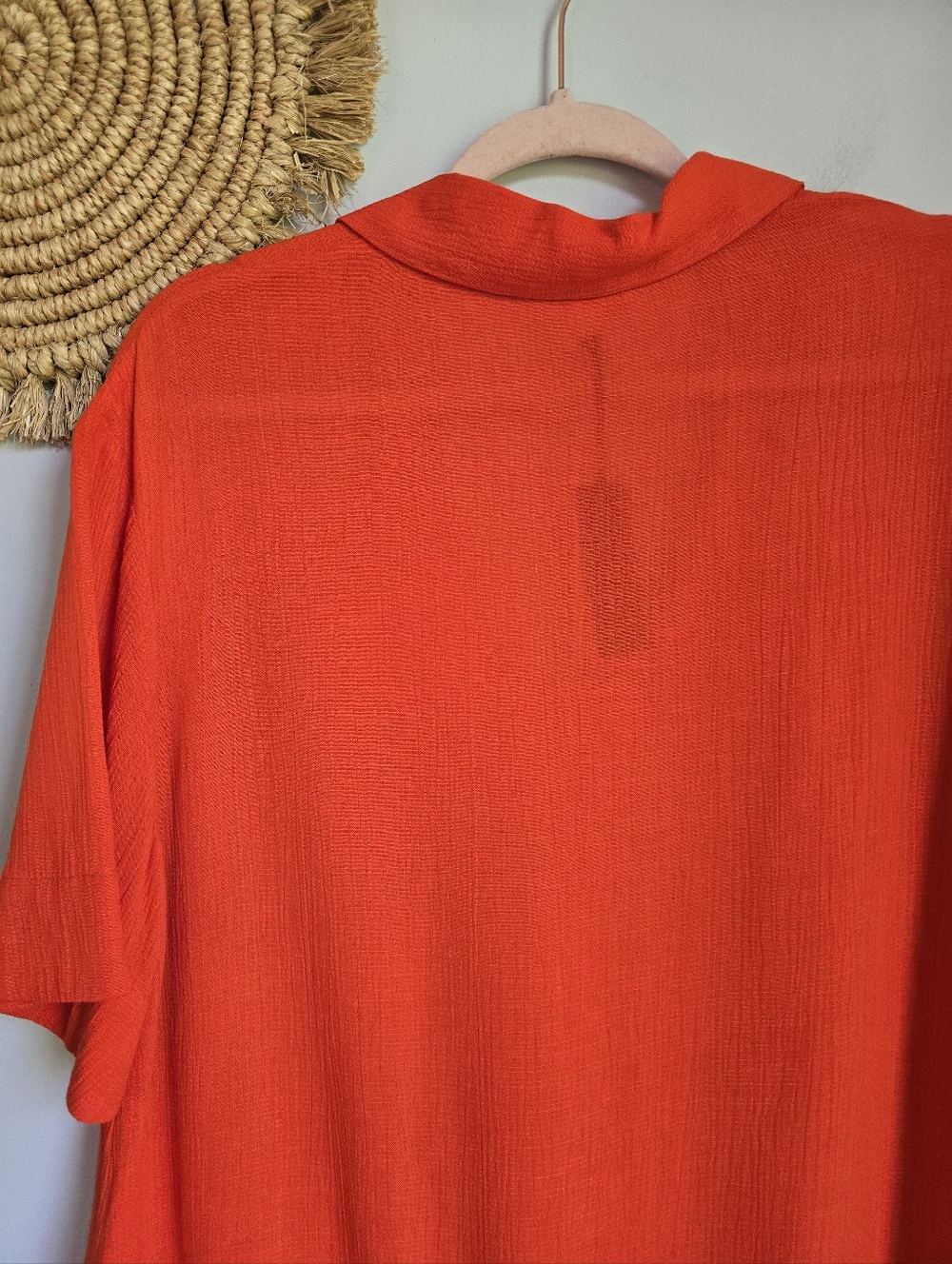 Banana Republic NEW Orange Linen Gauze Tie Tassel Popover Shirt Top SZ Medium - Picture 7 of 12